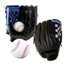 [윌슨야구글러브12인치] MAME 야구 캐치볼 우투 글러브 2개 + 야구공 2개 세트, 검정-파랑