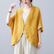 볼레로 여성 빅사이즈 미시옷 여름 가디건 린넨 셔츠 아사 면 마