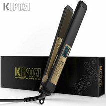 빗고데기 kipozi 헤어 플랫 아이언 전문 titanium 스트레이트 너 디지털 lcd 디스플레이 플랫 아이언 헤어 컬러 뷰티 케어 컬링 아이언, 검은색, 우리를
