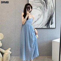 DFMEI 프렌치 미니멀 나시 원피스 롱 기질 비치 스커트 자녀