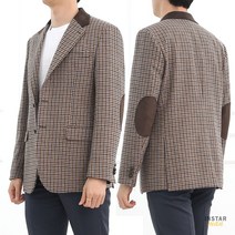 남자 봄 가을 하운드투스 체크 울 자켓 베이지 세미 정장 직장 남성 블레이저 싱글 재킷