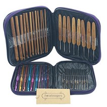 Mixed Aluminum Handle Crochet Hooks Kit Bamboo Knitting Knit Needles Weave Yarn 2 Set 42 PCS with Ca, 1