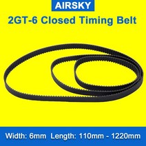 프린터 부품 교체 폐쇄 루프 고무 gt2 타이밍 벨트 2gt-6 um2 슬라이더 용, GT2-1524mm, 6mm
