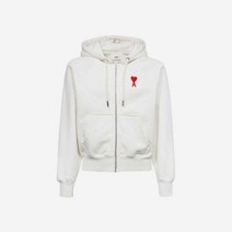 아미 스몰 하트 로고 후드 집업 내츄럴 화이트 AMI de Coeur Zipped 후드 Natural White