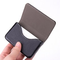 명함 케이스 클래식 미니 가죽 마그네틱 명함지갑, 블랙