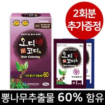[오디코디] 오디코디앤 140g (파우치형) 뽕나무추출성분 함유 염색약, (새치/백모용) 자연갈색, 1박스+파우치 2회분