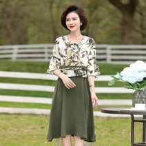 [흔훤국제] 하객룩 상견례 원피스 여름 50대 60대 쉬폰 반팔 패션