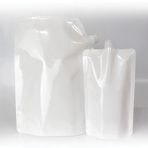 백색 스파우트파우치 (100매 묶음), 조립_사선방향(유백), 노란색