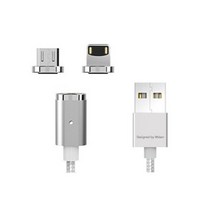 WSKEN 정품 자석케이블 미니2 2미터 듀얼 5핀+8핀 W14D89B, 수앤진쿠팡 실버