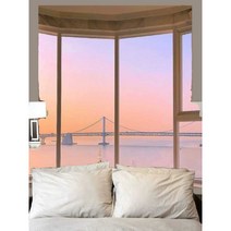 패브릭 문가리개 커튼 주방 인테리어 공간분리 바란스, 구름하늘 100 x 너비 150cm