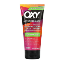 Oxy Skin Care 프리바이오틱스가 함유된 수딩 크림 여드름 피부 클렌저 최대 강도 148 ml / 화농성 염증성 벤조일퍼옥사이드 함유 클렌징폼, 148ml