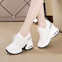 도오빠 와이치 여성 키높이 운동화 메쉬 8CM 하이힐 통굽 레이스업 쿠션 레터링 스니커즈 런닝화 여자운동화 신발