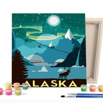 아이러브페인팅 DIY캔버스형 그림그리기 25x25cm 랜드마크_알래스카_산, 단품