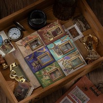 빈티지 금박 티켓 우표 꽃 레터링 다꾸 조각 스티커 6종, 3.머쉬룸 (ST-2737)