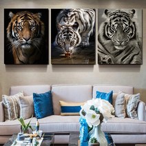 3연화 호랑이 구슬자수 인테리어 큐빅 그림 만들기 선물 보석십자수 재료 세트 diy, 240x100cm 80x100cm 3개