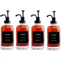 MSTCMZP 커피 시럽 디스펜서 블랙 4팩 바 액세서리 커피 바용 500ML 유리 펌프 디스펜서 라벨이 있는 병(4개 블랙), 4pc black