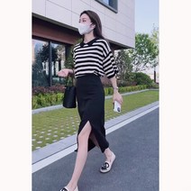 여름옷에 경숙풍 여성복 한 벌과 함께 홍콩 스타일의 연령 감소 패션 반팔을 매치하다스커트 투피스 세트