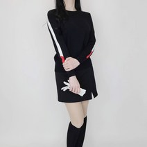티앤드골프 여성 골프 레드 라인 포인트 니트 가을 겨울 필드룩 라운딩룩