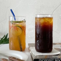 1+1 로웰일자원형 아메리카노 대용량 아이스잔 내열유리컵 500ml