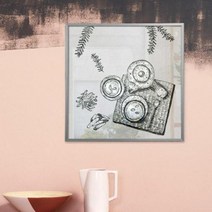 건강보양식라인일러스트2 소형메탈프레임액자.꾸밈, 그레이／4타입