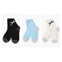 까스텔바작 BGBMGO708 여성 외측리본 메탈사 중목 양말, 블랙