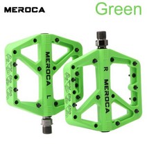 MerocaMTB 자전거 페달 플라스틱 플랫폼 베어링 페달 산악 자전거 플랫 발판 스피드 초경량 Vtt 크랭크 브라더스, 초록, Green