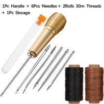 가죽공예 가죽공예도구 공구 가죽칼 토코놀 우드카빙 마감재 불박기 불도장 타공펀치 구리 손잡이 송곳 바, 04 Sewing Set H10