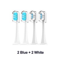 Xiaomi Mijia T300/T500/T700 소닉 전동 칫솔 Dupont Bristle Brush 개별 패키지 용 2/4 Pcs 교체 브러시, 15 2Blue2White