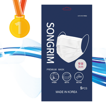 [5개입 포장 20봉=100개입] 송림 프리미엄 마스크 MB필터 덴탈마스크 소포장 3중구조 100개입, 블랙