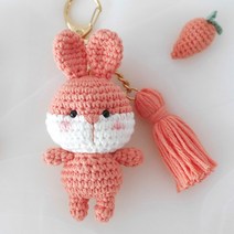 JW손뜨개 귀여운 동물 키링 (곰 토끼 고양이) 만들기 패키지, 주황토끼