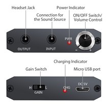 Neoteck-휴대용 하이파이 이어폰 헤드폰 앰프 16-300ohm 2 단계 게인 스위치 신호 증폭기 향상, 한개옵션0