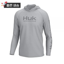 HUK 남성용 Standard Pursuit 통기성 긴소매 후드 낚시 셔츠 후드 포함 세트 라지 435300, Ipanema_Small