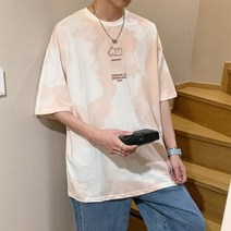 8KORELAN 나염 반팔 티셔츠 남파 ins 닛폰주쿠 바람망 홍소중 디자인 센스 백 투 하버니쉬