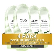 Olay Moisture Ribbons 바디 워시 시어 및 자스민 꽃잎 노트 포함 532.3ml(18온스) 4개 팩