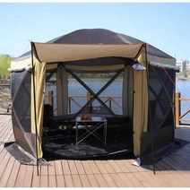 원터치 육각 텐트 돔텐트 결합 확장 스크린하우스, 비 지붕