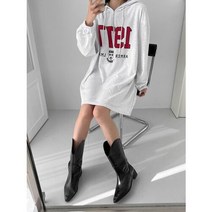 빅사이즈 데일리 레터링 박시핏 반집업 후드 미니 원피스 3컬러