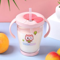 베로베로 트라이탄 국산 빨대컵 / 어깨끈포함 풀세트 / 실속있고 경제적인 모듈교체형 /흘림방지 안심물병/어린이집/유치원/, 분홍 M.2 (흘림방지형) 부엉이