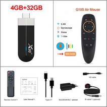 인터넷 셋톱박스 A마크로나og아이콘 X98 S500 안드로이드 11 스마트 TV 스틱 S905Y4 쿼드 코어 4G 32G 4K H.265 HEVC 2.4G/5G 와이파이 미디어 플, 영국 플러그_4G 32G with G10S