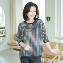 쉬즈마담 T56230 스퀘어패턴 쿨스판 블라우스/40대여성의류