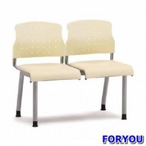 Foryou3314 2인용 연결의자 레인보우 팔무 사출 쿠션 의자 3인용 장, 아이보리 아이보리 레자
