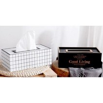 모던디자인 직사각형 우드 티슈케이스 티슈커버 사무실 휴지케이스 각티슈커버 화장대소품 사각티슈케이스 휴지커버 거실 홈데코 가정 침실 생활소품 커버 각휴지 테이블소품, 체크화이트