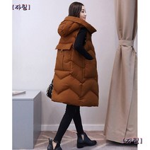 여성롱패딩조끼 다운 누빔 빅사이즈 경량 베스트 조끼 벨벳 출근룩 사무실 간절기 데일리 작업 아우터