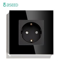 디자인 멀티탭 bseed eu russia socket 16a 4 colors electric wall socket 강화 유리 스탈, 단일 소켓 블랙, 유럽 ​​연합, 1개