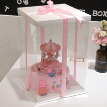 30cm/39cm/40cm/45cm 화이트 블랙 피치 3단 4단 대형케이크박스 대형플라워박스 대형플라워상자 대형투명케이스 대형케이크상자 대형선물상자 대형선물박스 [받침대포함], 화이트39cm