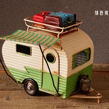 카라반 다이캐스트 자동차 모형 책장 장식품 소품 모델 테이블 복고풍 카페 사무실 책상 인테리어용품, 그린 카라반