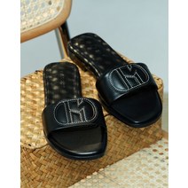 22SS 블랙 로고패치 양가죽 슬리퍼 HISO2E860BK