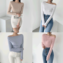 (단품구매가능) 1+1 여리 오프숄더 긴팔 티셔츠