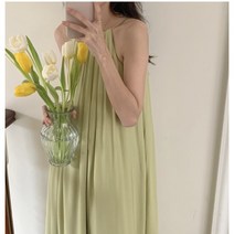 미시 맥시 홀터넥 주름 플리츠 셔링 롱 원피스 3col 빅사이즈 하늘 여리핏 임부복 바캉스 비치룩