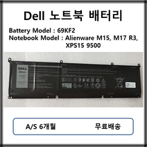 69KF2 Dell 노트북 배터리 XPS15 9500 Alienware M15 M17 R3