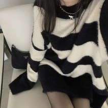 Hoshino Diary 루즈핏 여성 나그랑 숄더 니트 빅사이즈 오버핏 뷰티루즈그랑 소프트
